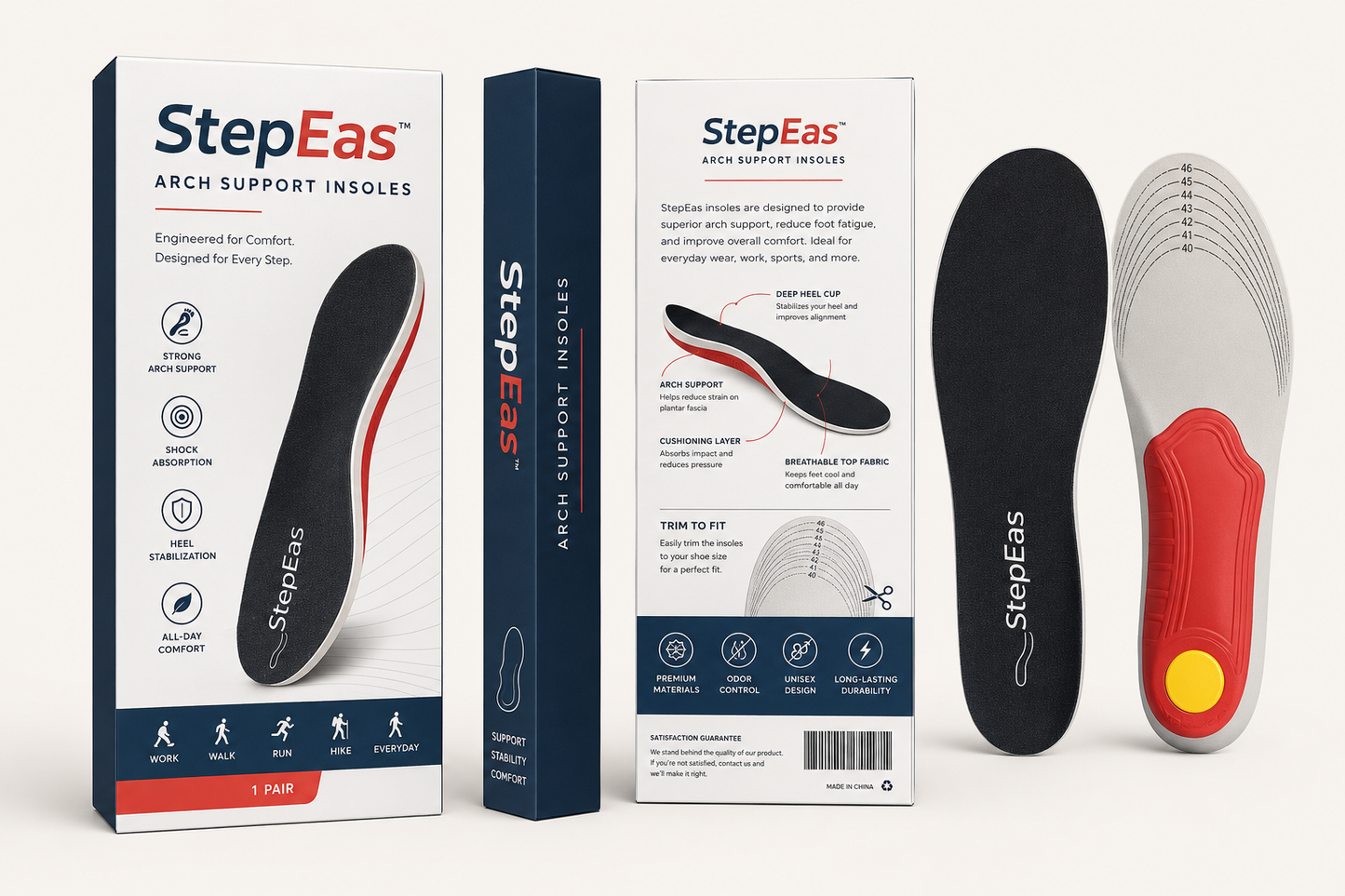 StepEas Orthotic Arch Support Insoles — For People On Their Feet All Day